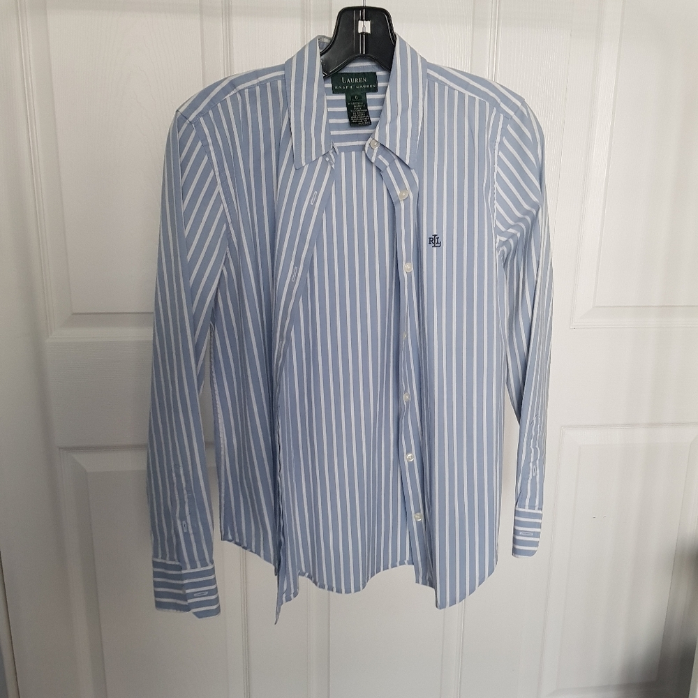 Ralph Lauren Blue Striped Button Up Shirt 6